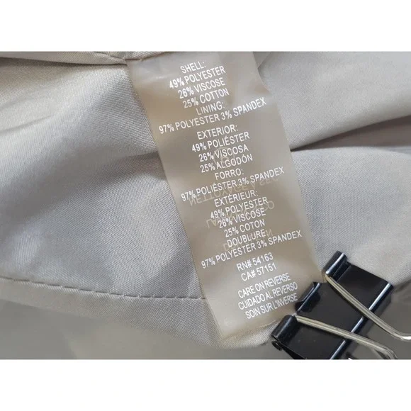 Tommy Hilfiger Blazer Womens 10 Beige Textured Metallic Two Button Lined Jacket - Picture 10 of 14